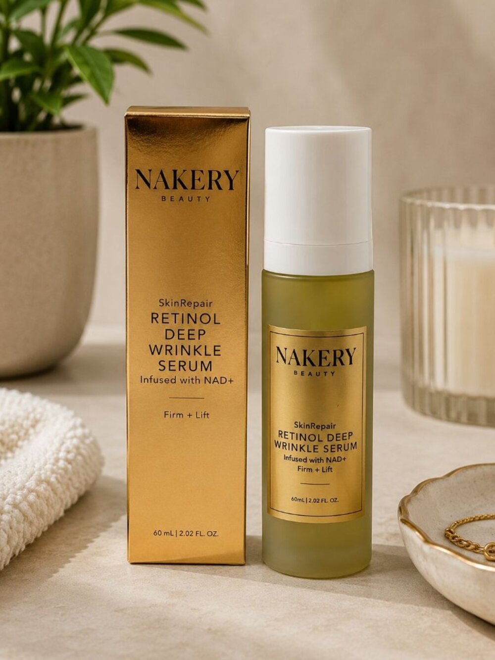 Nakery Beauty Skinrepair Retinol Deep Wrinkle Serum NAD+ Firm Lift 2.02 oz New